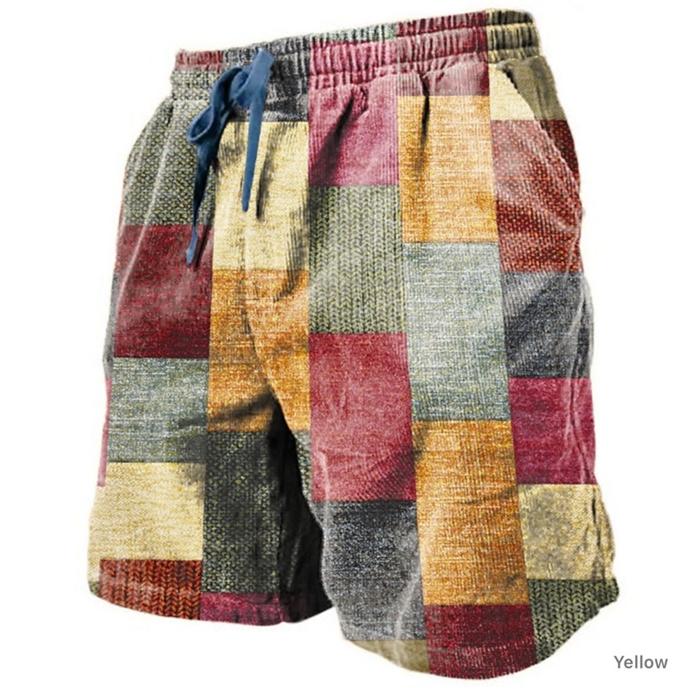 Men's Graphic Color Block Patchwork Shorts Size 3XL